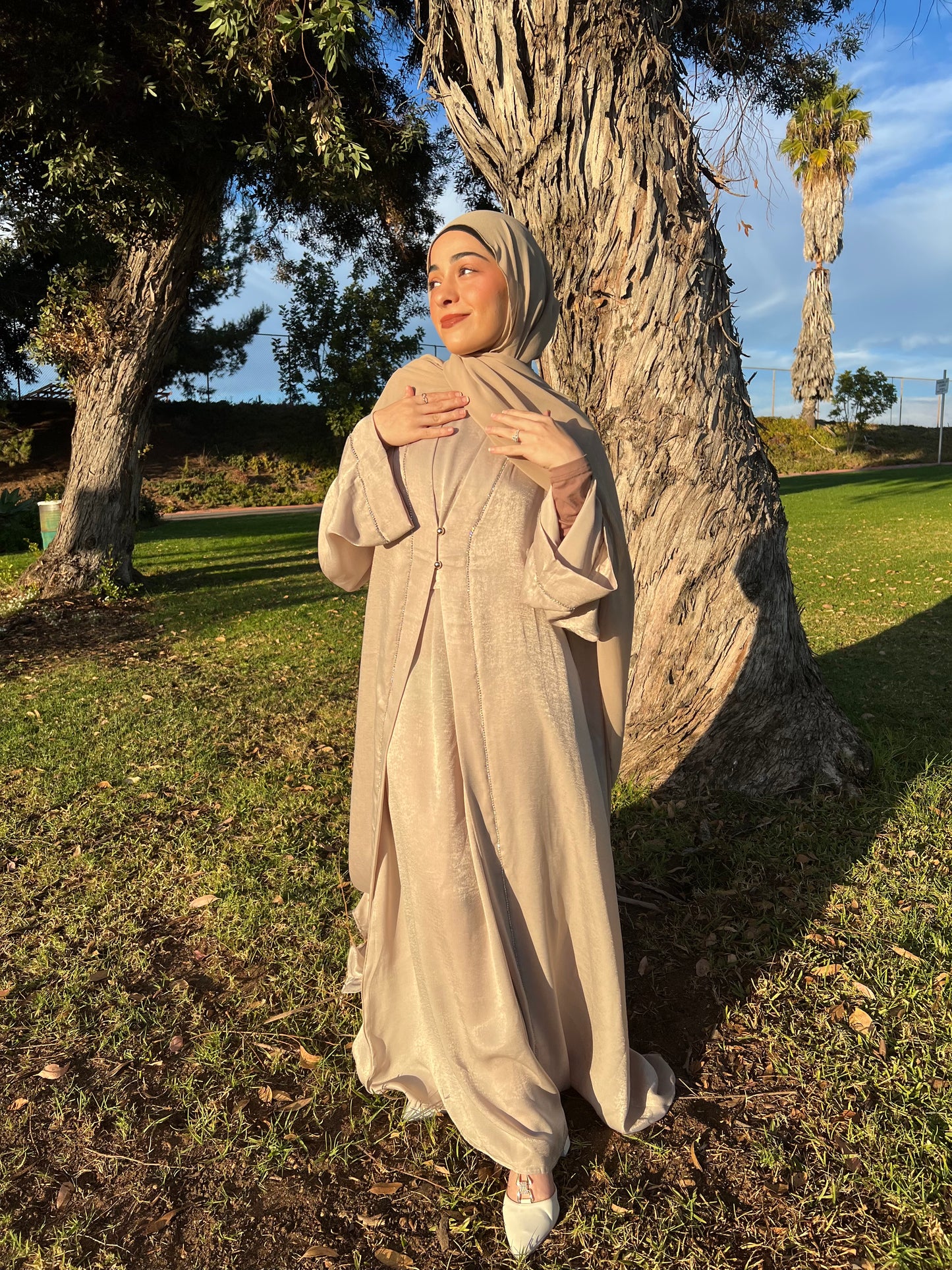 Velvet Satin 4 Piece Abayas