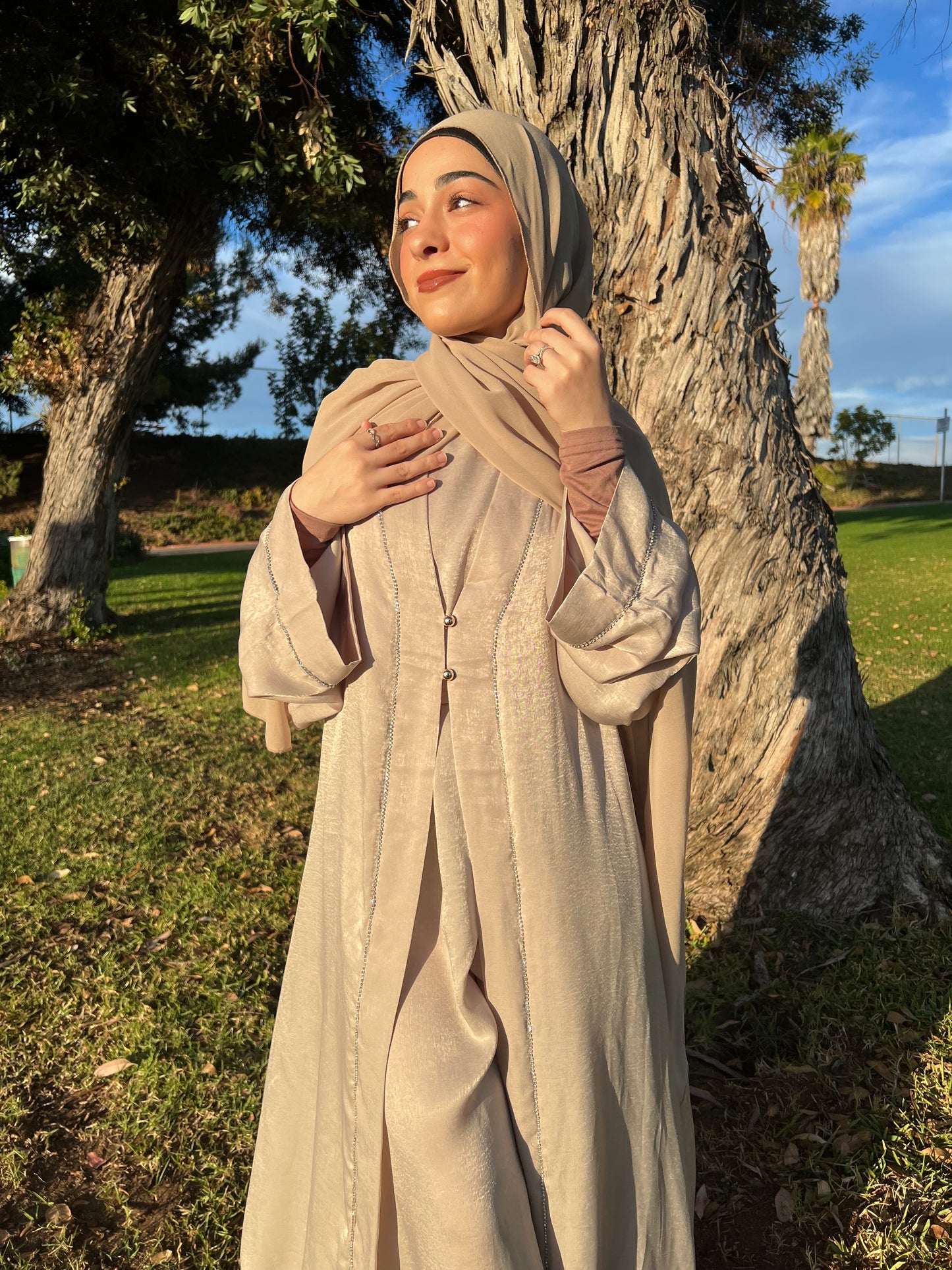 Velvet Satin 4 Piece Abayas
