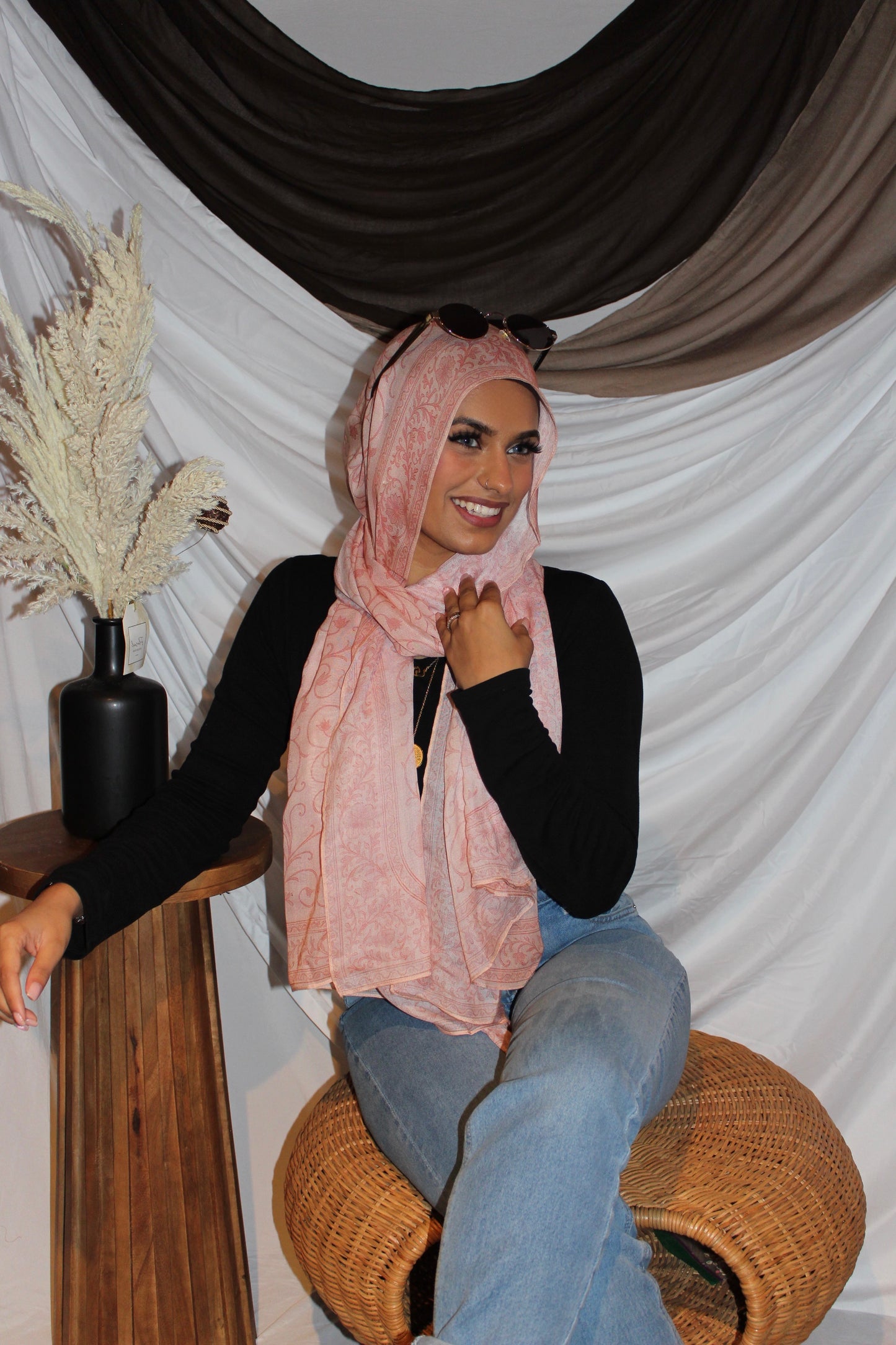Rose Pink Floral Pashmina