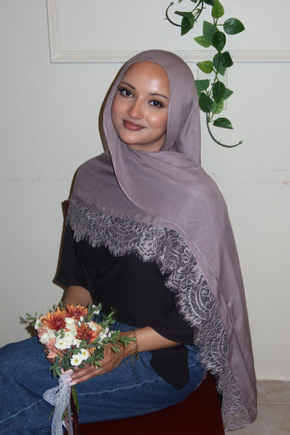 Dusty Grey Mauve Lace