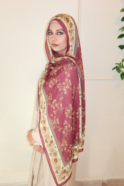 Raspberry Floral Pashmina
