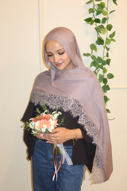 Dusty Grey Mauve Lace