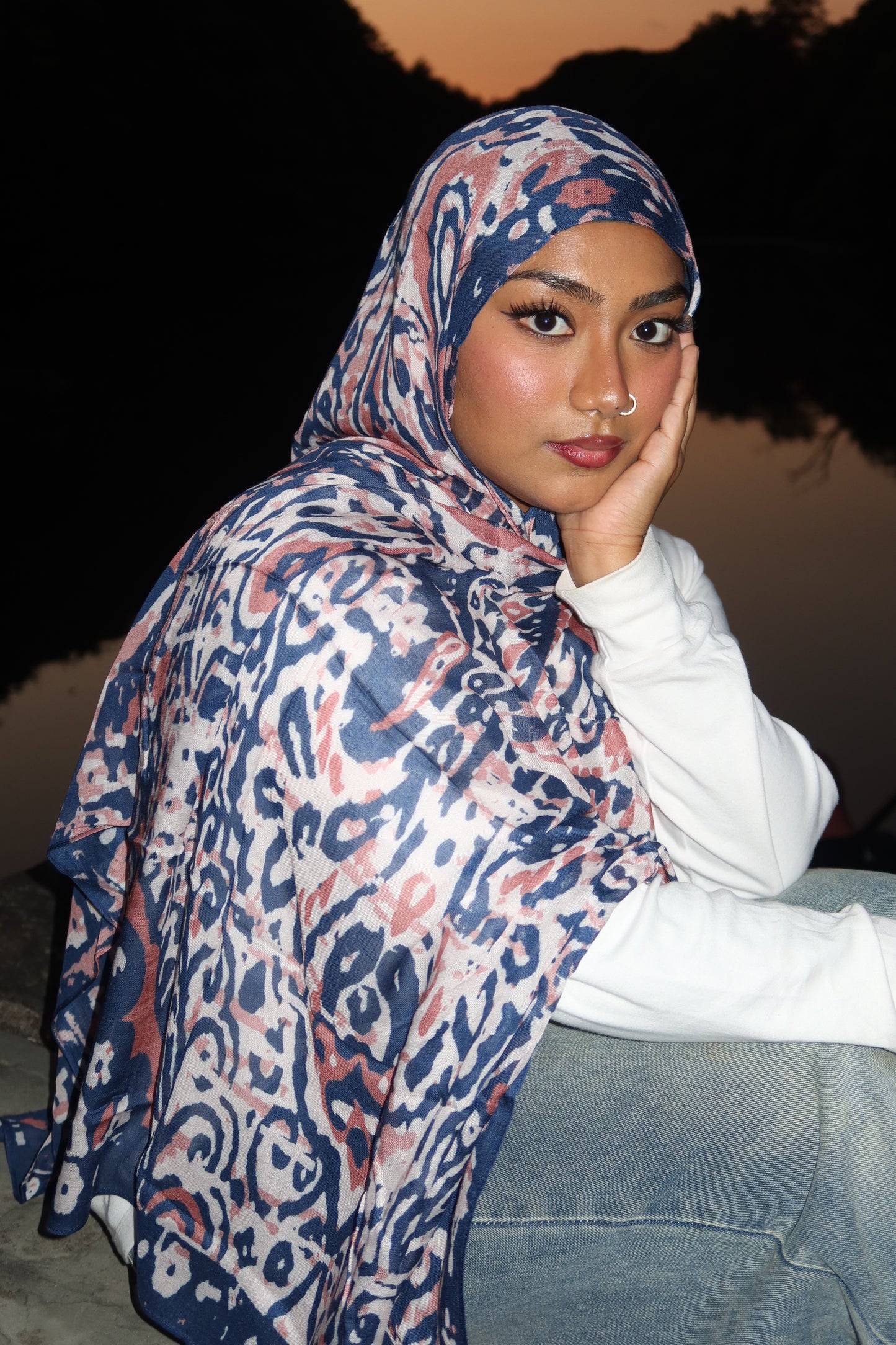 Indigo Abstract Pashmina