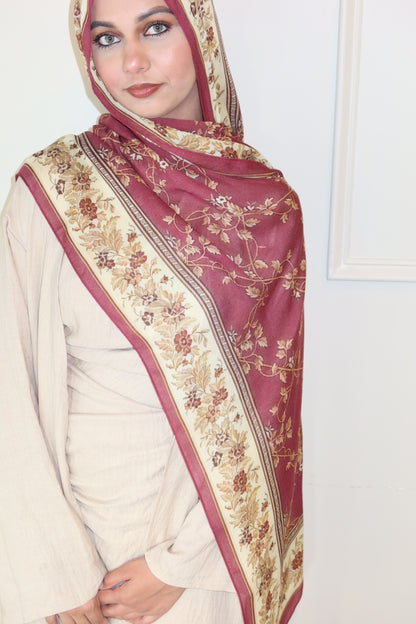 Raspberry Floral Pashmina