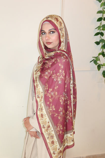 Raspberry Floral Pashmina