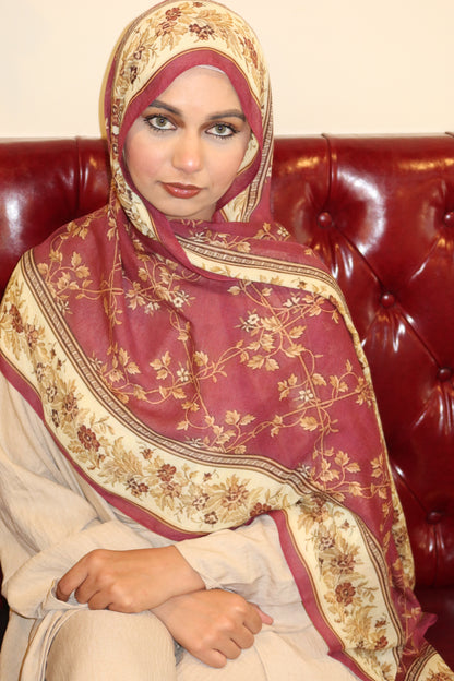Raspberry Floral Pashmina