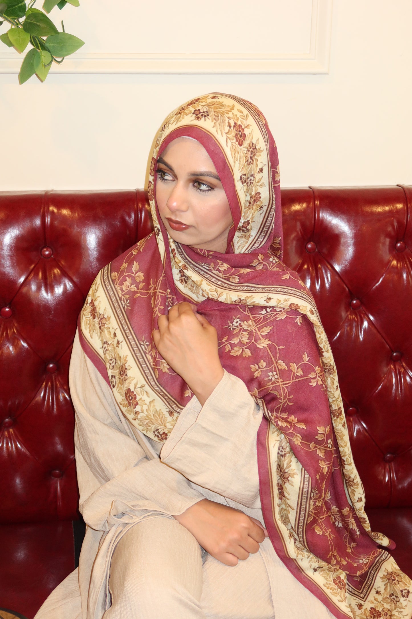 Raspberry Floral Pashmina