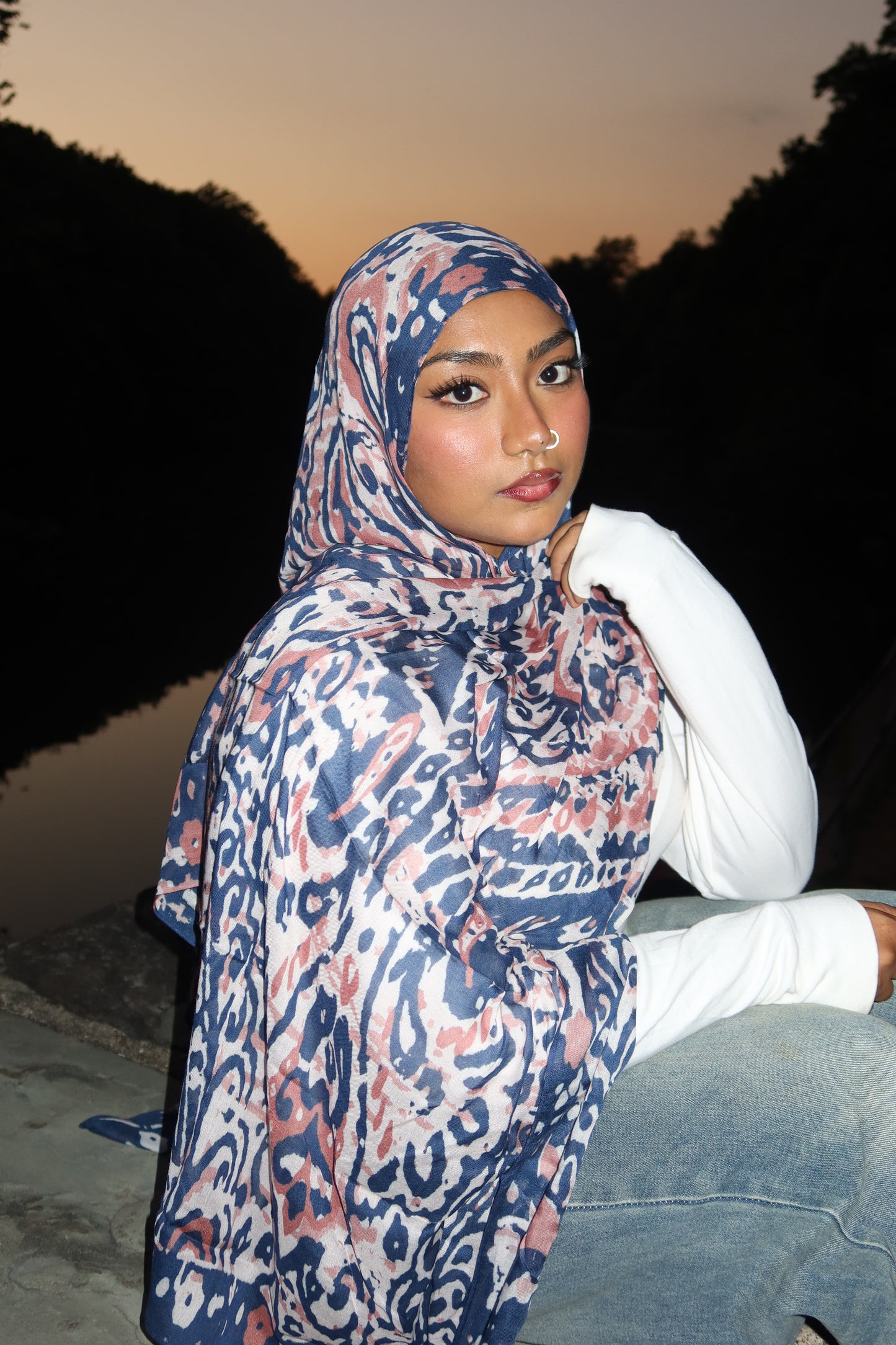 Indigo Abstract Pashmina