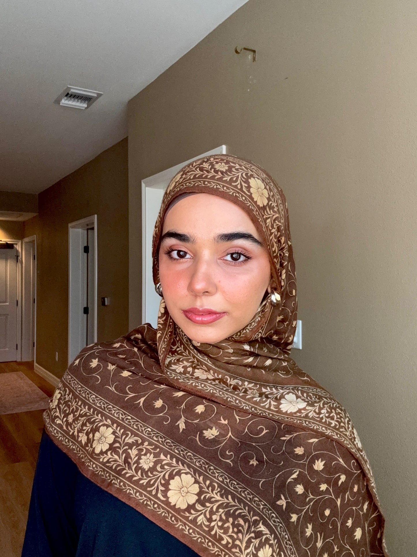 Golden Caramel Floral Pashmina