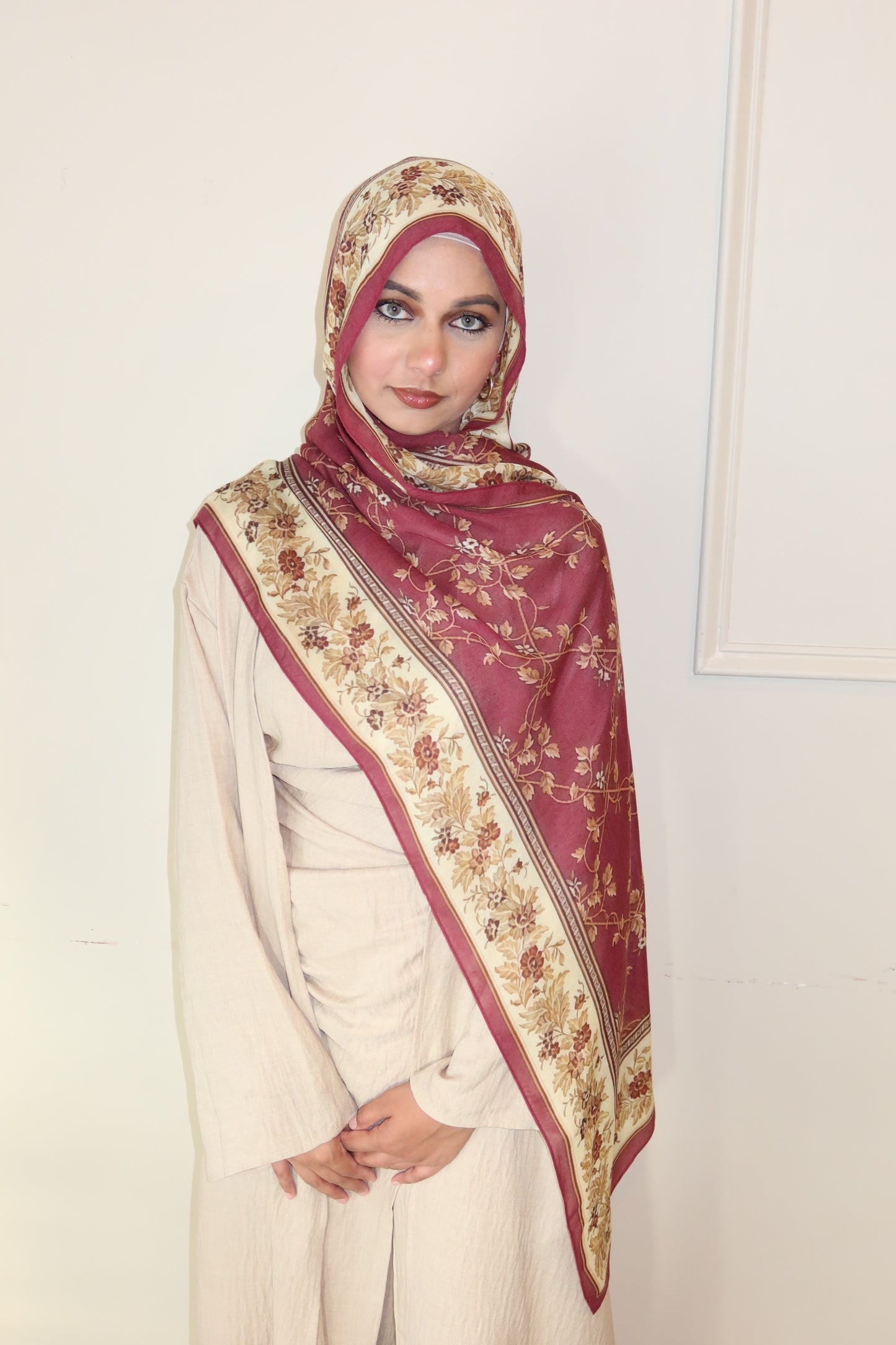 Raspberry Floral Pashmina