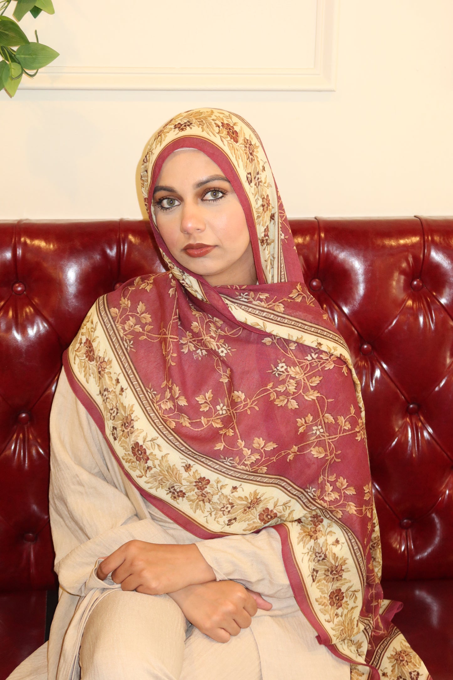 Raspberry Floral Pashmina