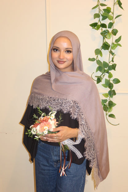 Dusty Grey Mauve Lace