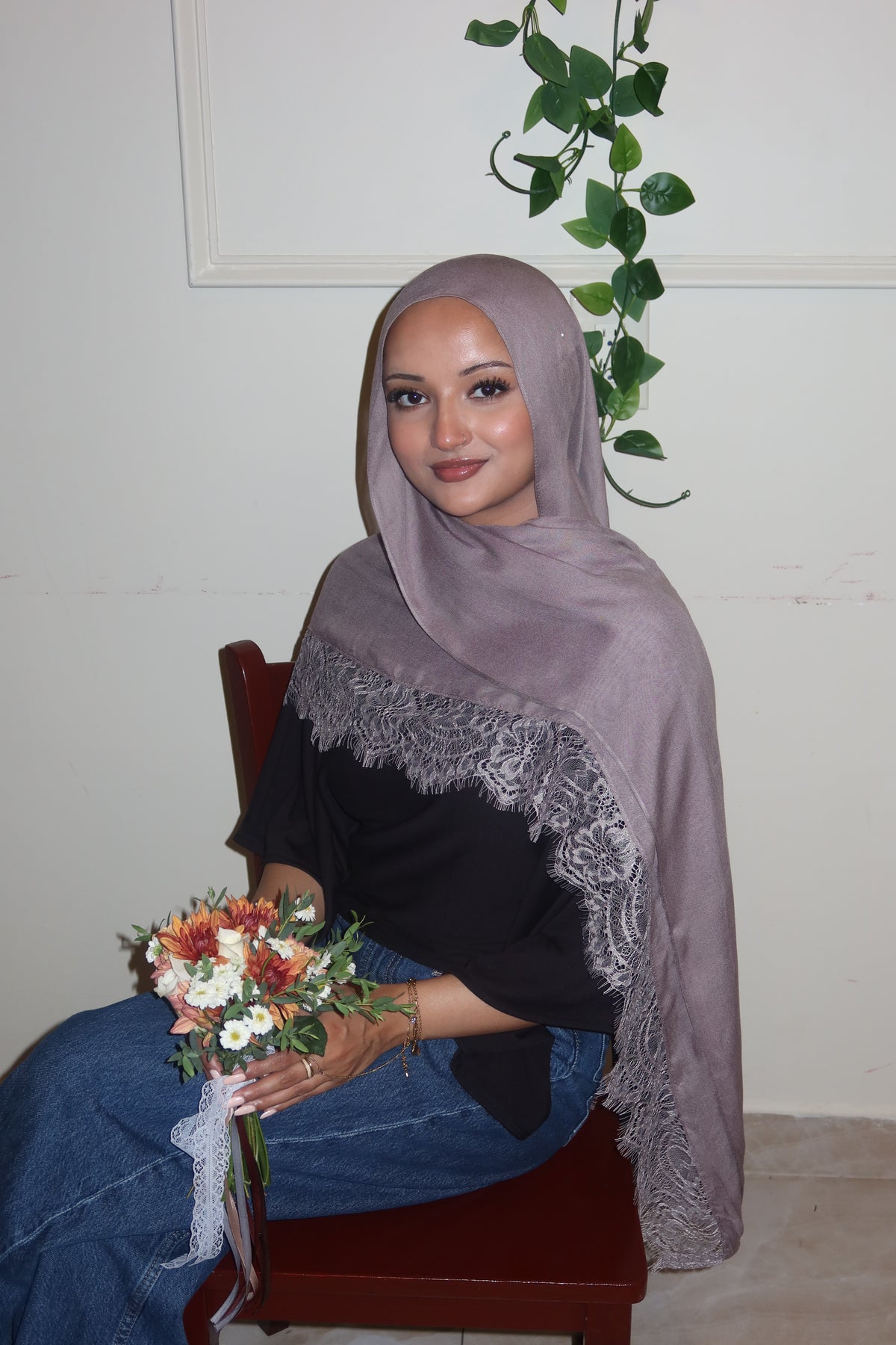 Dusty Grey Mauve Lace