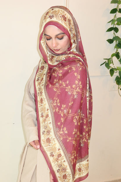 Raspberry Floral Pashmina