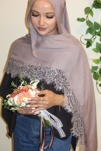 Dusty Grey Mauve Lace