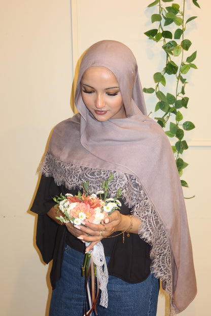 Dusty Grey Mauve Lace