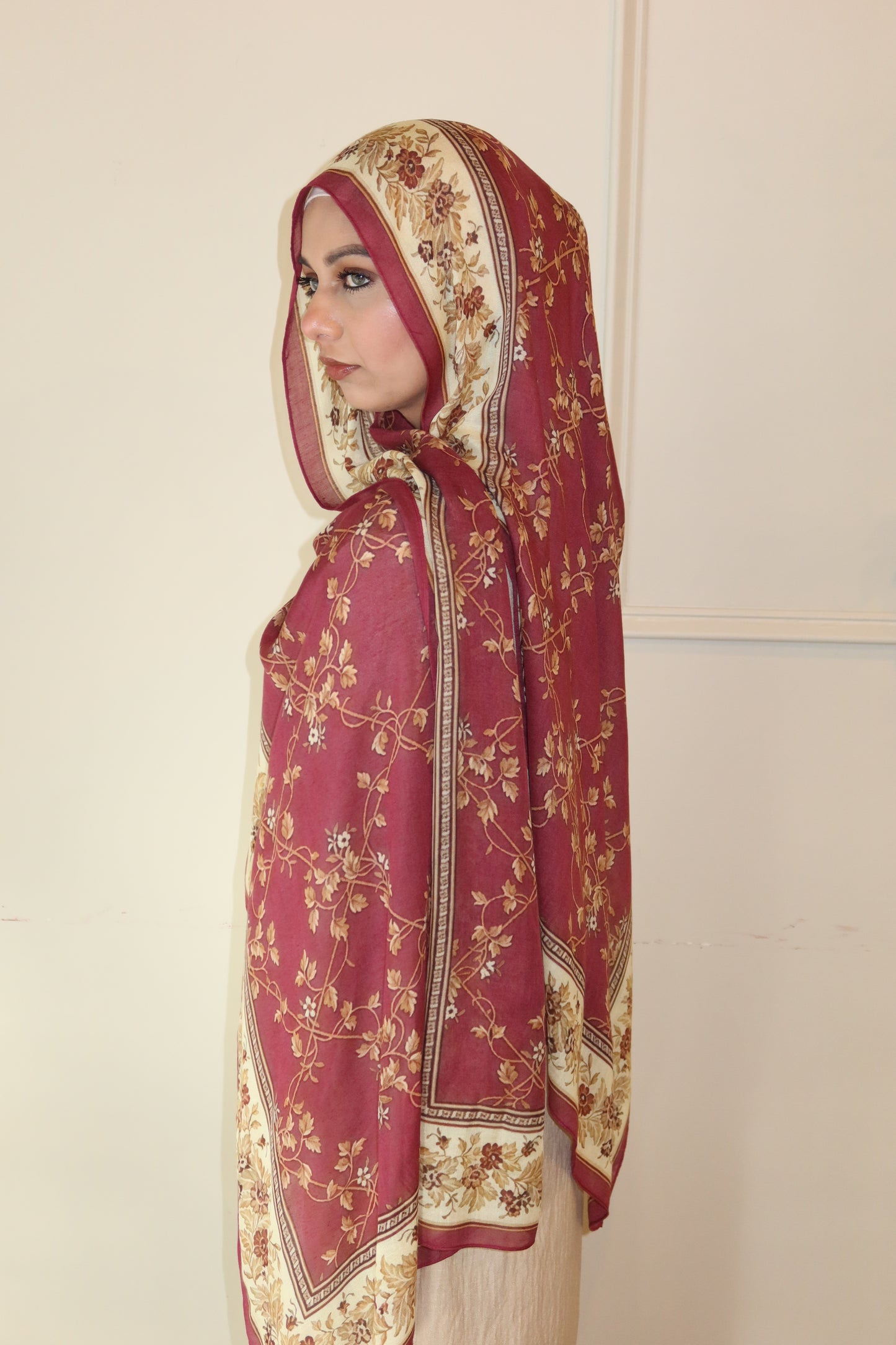 Raspberry Floral Pashmina