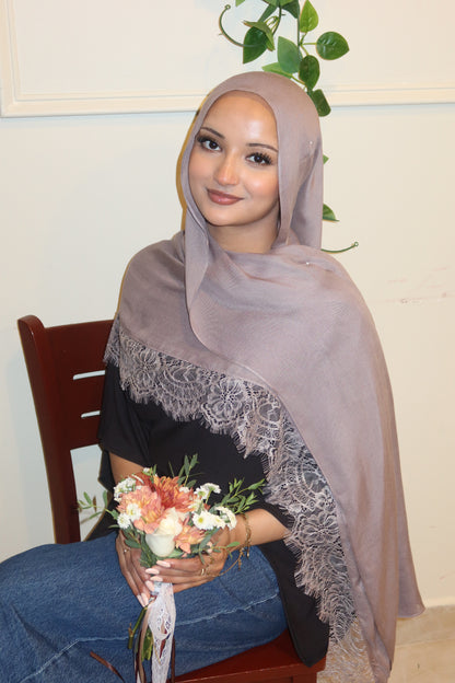 Dusty Grey Mauve Lace