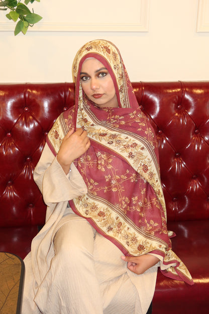 Raspberry Floral Pashmina