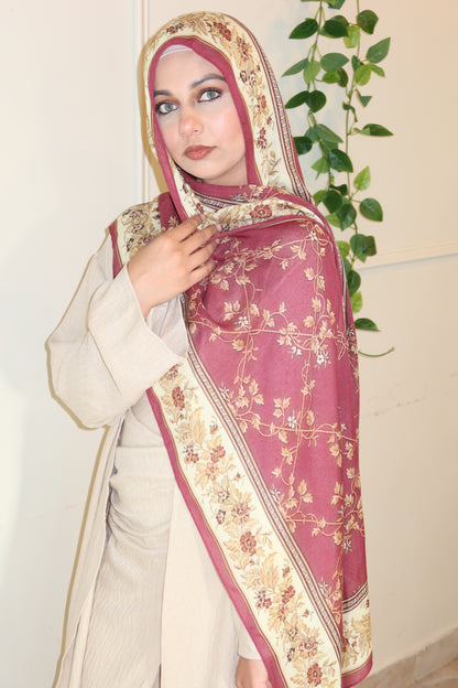 Raspberry Floral Pashmina