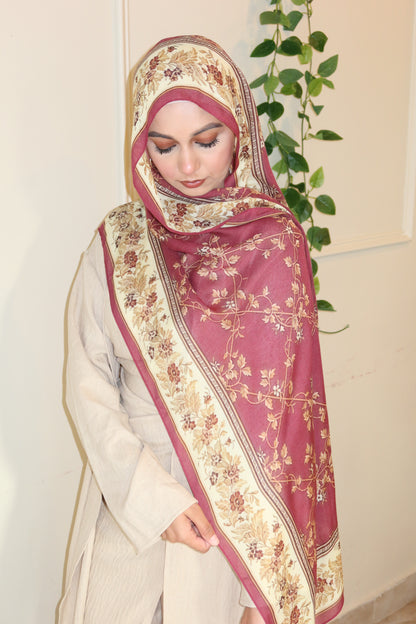 Raspberry Floral Pashmina