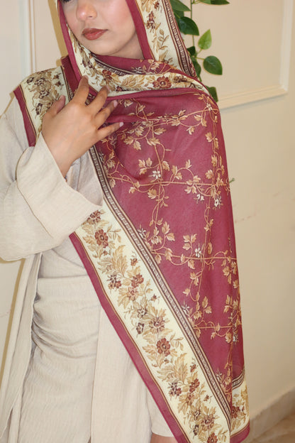 Raspberry Floral Pashmina